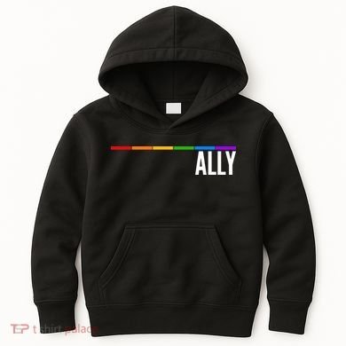 Ally LGBT Support Rainbow Thin Line Kids Hoodie