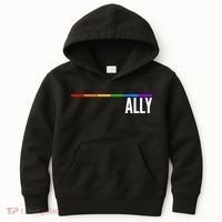 Ally LGBT Support Rainbow Thin Line Kids Hoodie thumb 0