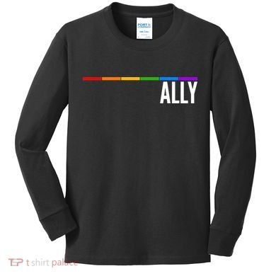 Ally LGBT Support Rainbow Thin Line Kids Long Sleeve Shirt