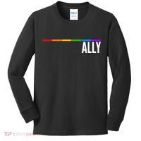 Ally LGBT Support Rainbow Thin Line Kids Long Sleeve Shirt thumb 0
