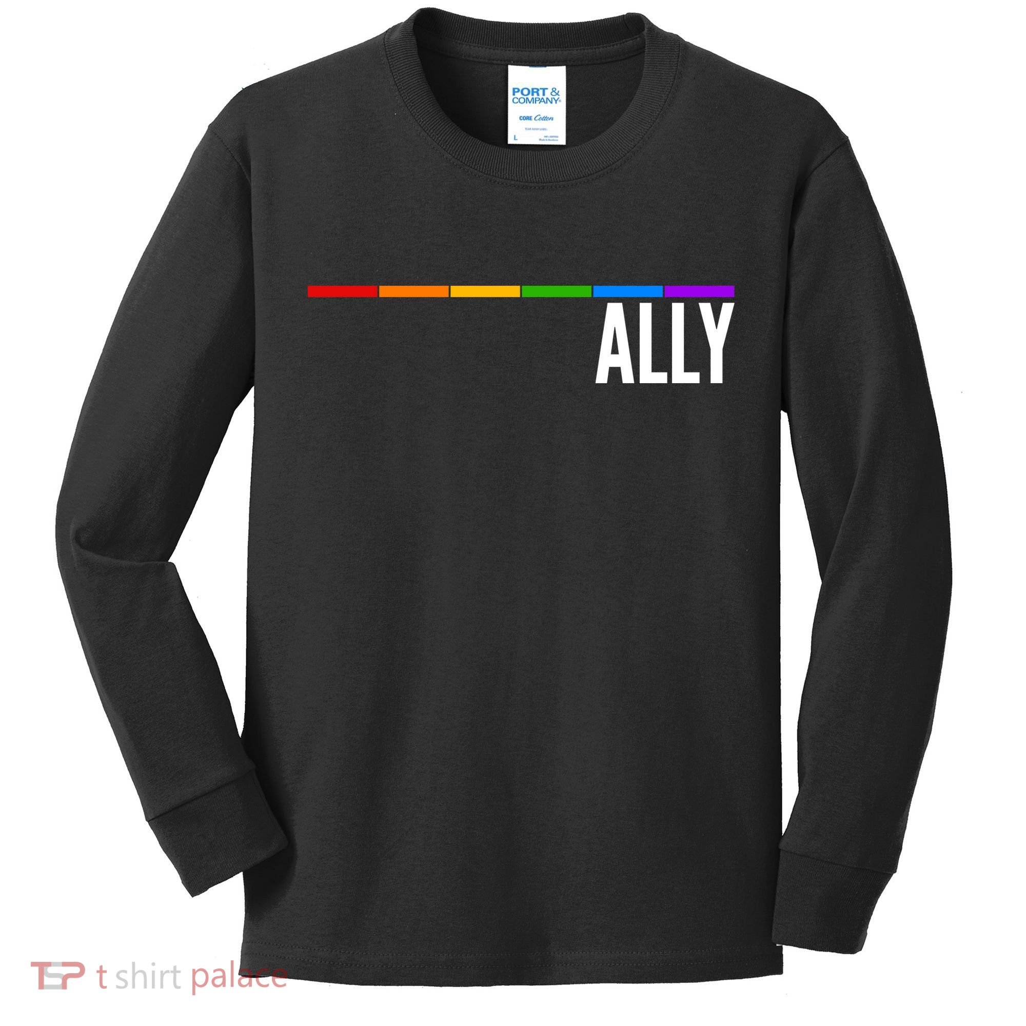 Ally LGBT Support Rainbow Thin Line Kids Long Sleeve Shirt