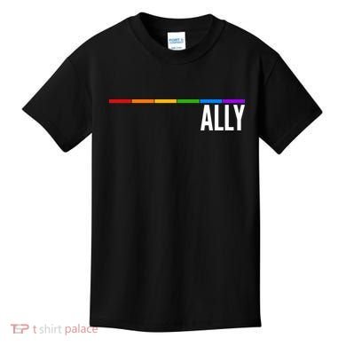 Ally LGBT Support Rainbow Thin Line Kids T-Shirt