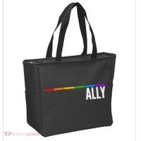Ally LGBT Support Rainbow Thin Line Tote Bag thumb 2