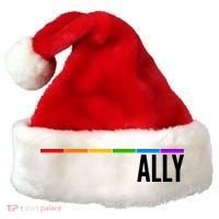 Ally LGBT Support Rainbow Thin Line Santa Hat thumb 0