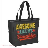 Awesome Like My Daughter Gift Funny Happy Father's Day Tote Bag thumb 2