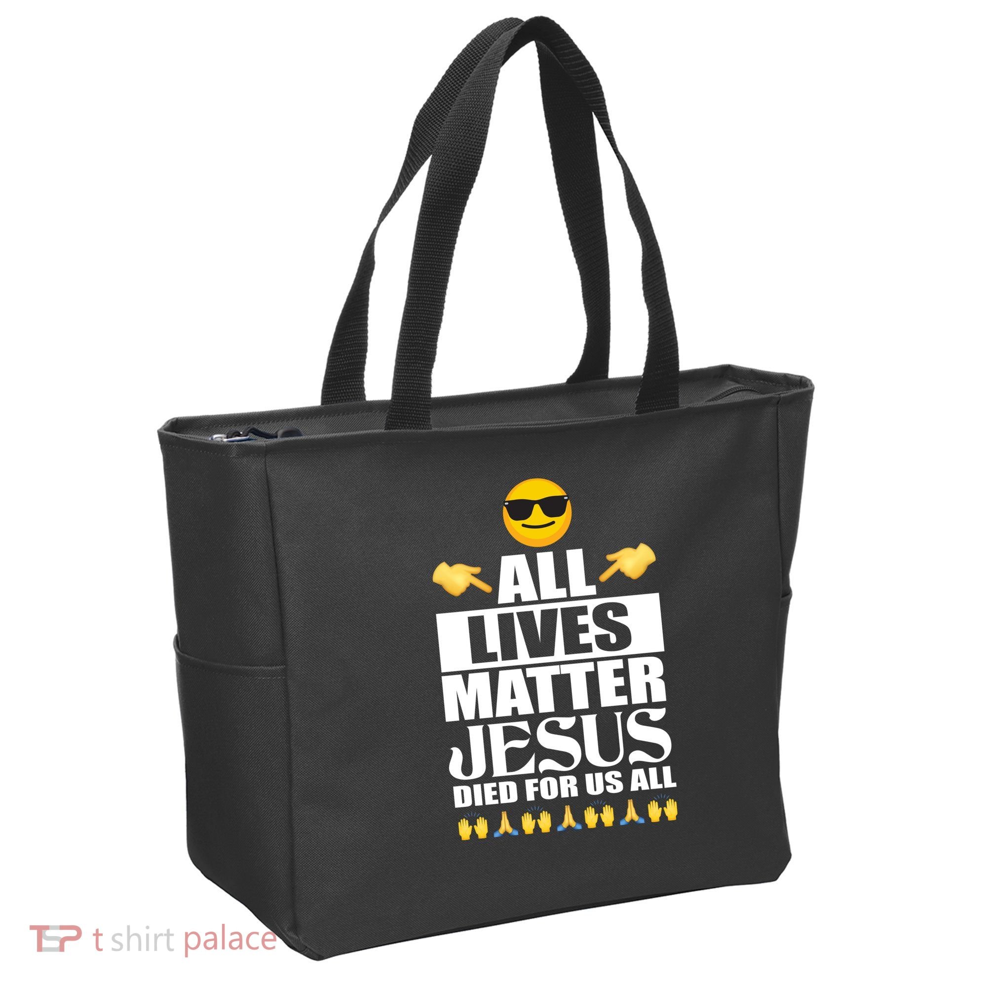All Lives Matter Jesus Died For Us All Emoji Tote Bag