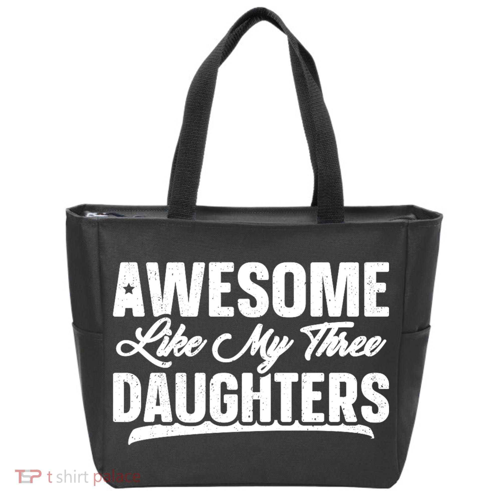 Awesome Like My Three Daughters Gift Funny Fathers Day Tote Bag