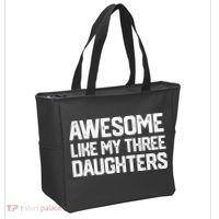Awesome Like My Three Daughters FatherS Day Tote Bag thumb 2