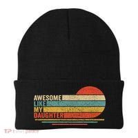 Awesome Like My Daughter Retro Funny Dad Fathers Day Beanie thumb 0