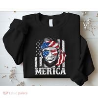Abraham Lincoln Merica 4th Of July American Flag Sweatshirt thumb 2