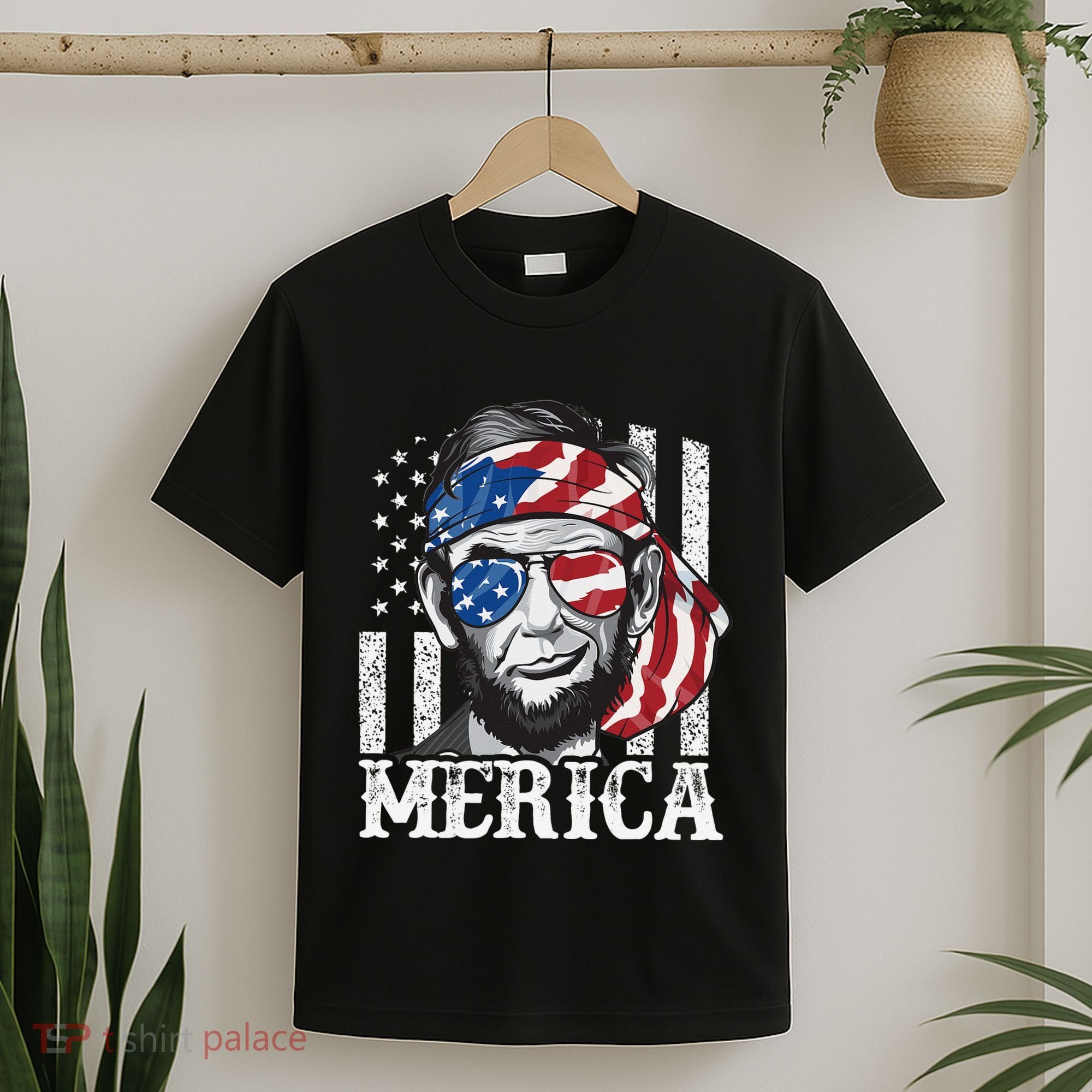 Abraham Lincoln Merica 4th Of July American Flag T-Shirt