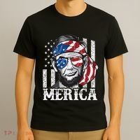 Abraham Lincoln Merica 4th Of July American Flag T-Shirt thumb 3