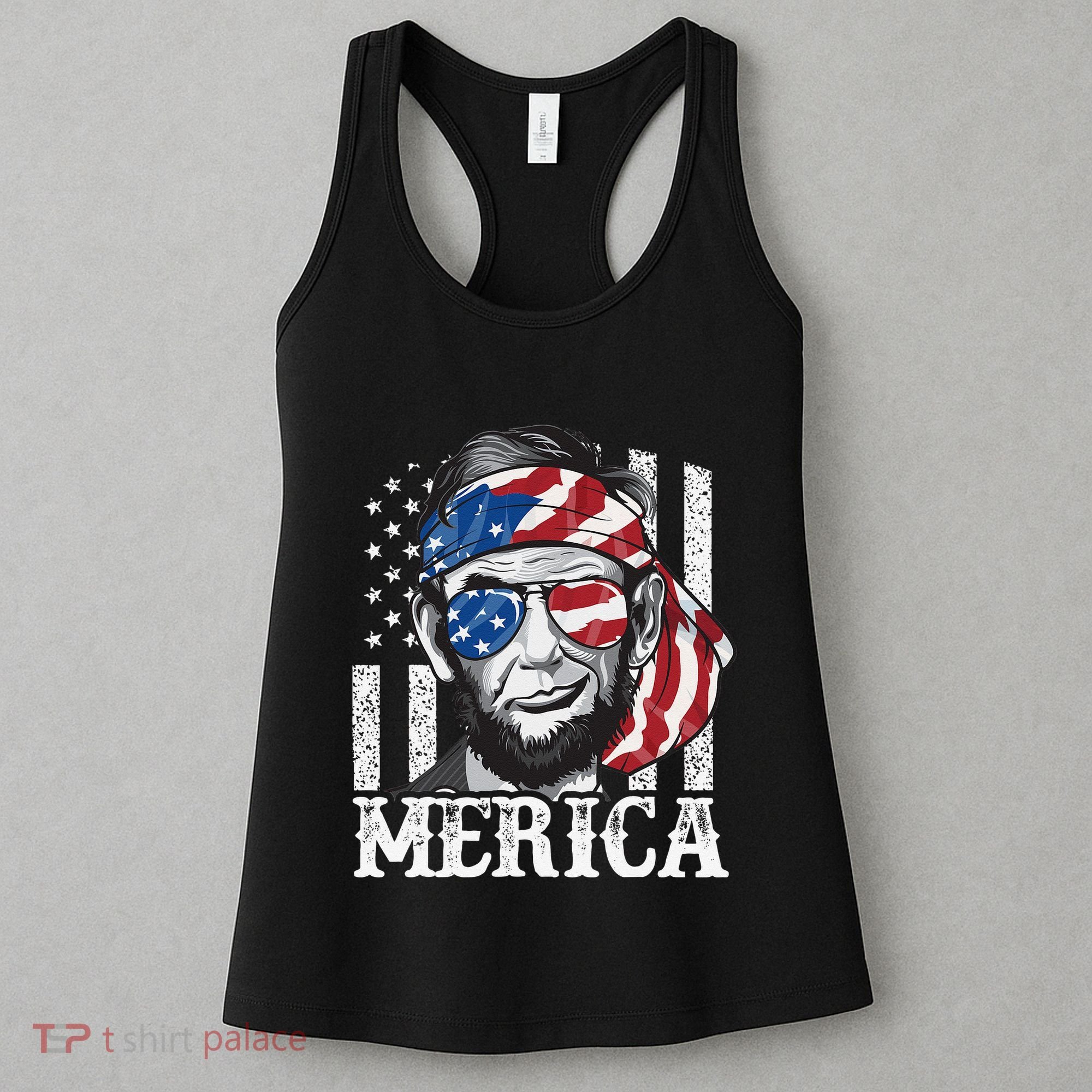 Abraham Lincoln Merica 4th Of July American Flag Women's Tank Top