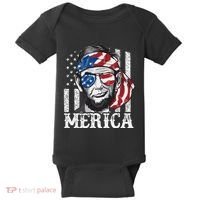 Abraham Lincoln Merica 4th Of July American Flag Baby Bodysuit thumb 0