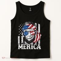 Abraham Lincoln Merica 4th Of July American Flag Tank Top thumb 2