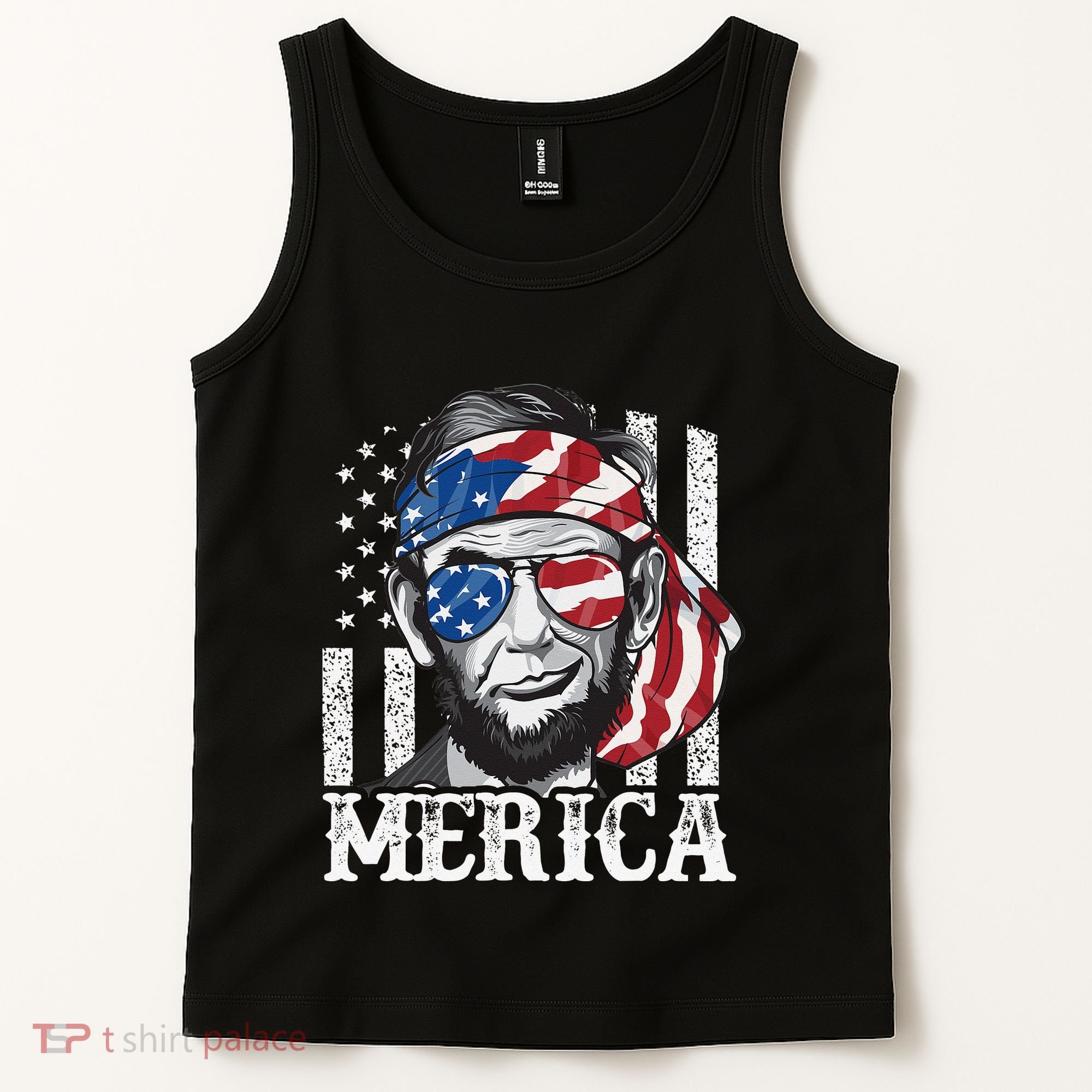 Abraham Lincoln Merica 4th Of July American Flag Tank Top