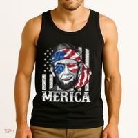 Abraham Lincoln Merica 4th Of July American Flag Tank Top thumb 3