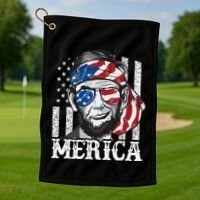 Abraham Lincoln Merica 4th Of July American Flag Golf Towel thumb 1