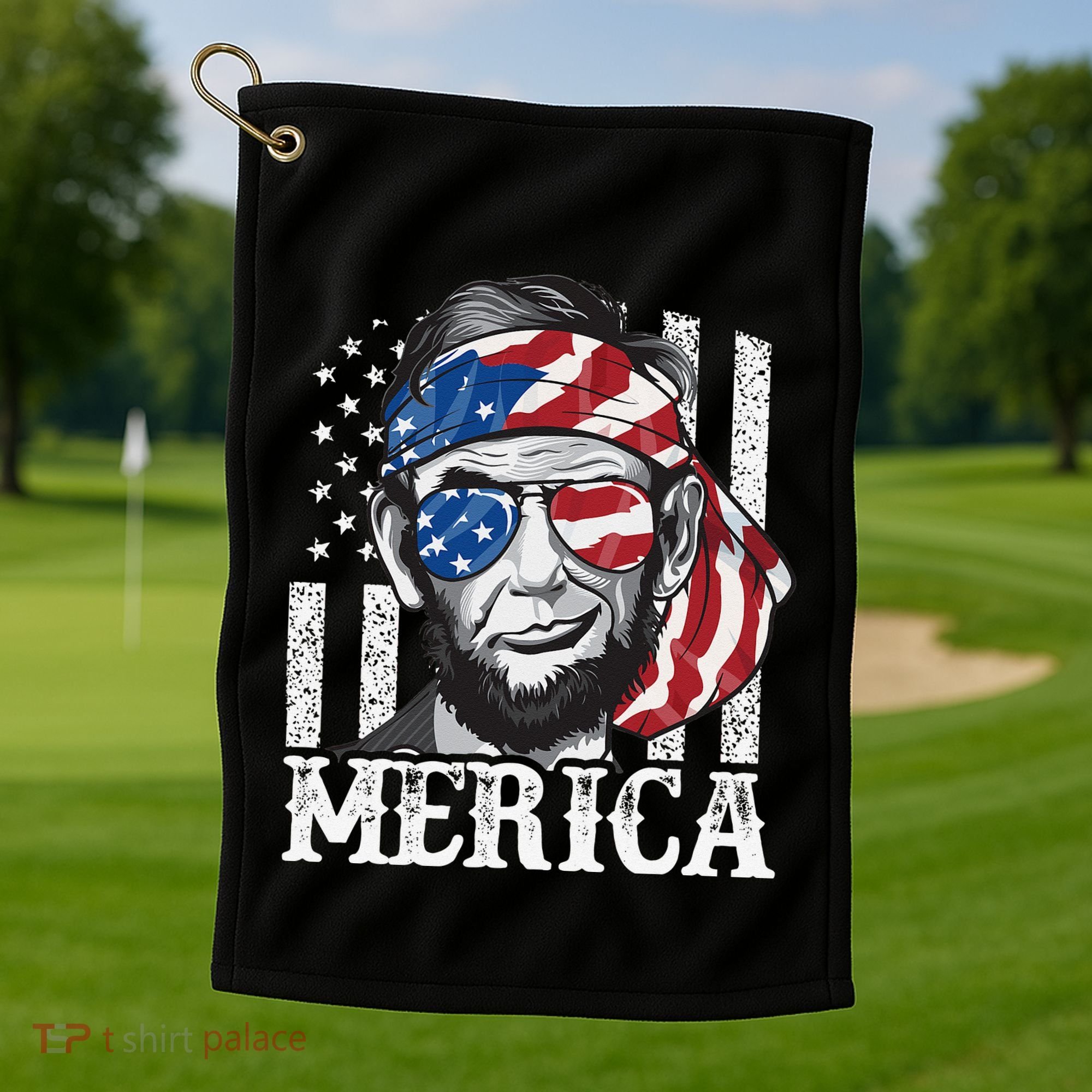Abraham Lincoln Merica 4th Of July American Flag Golf Towel