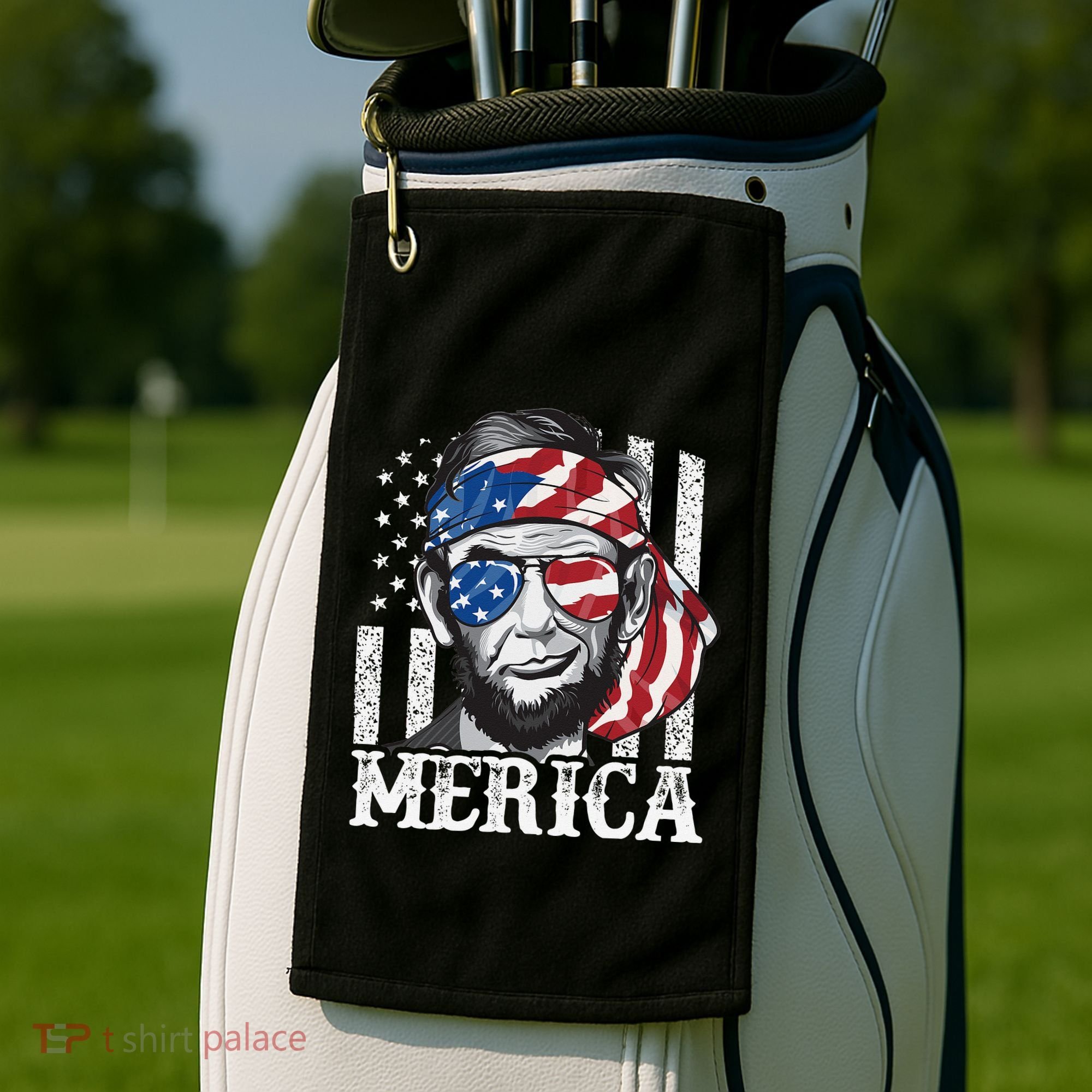 Abraham Lincoln Merica 4th Of July American Flag Golf Towel