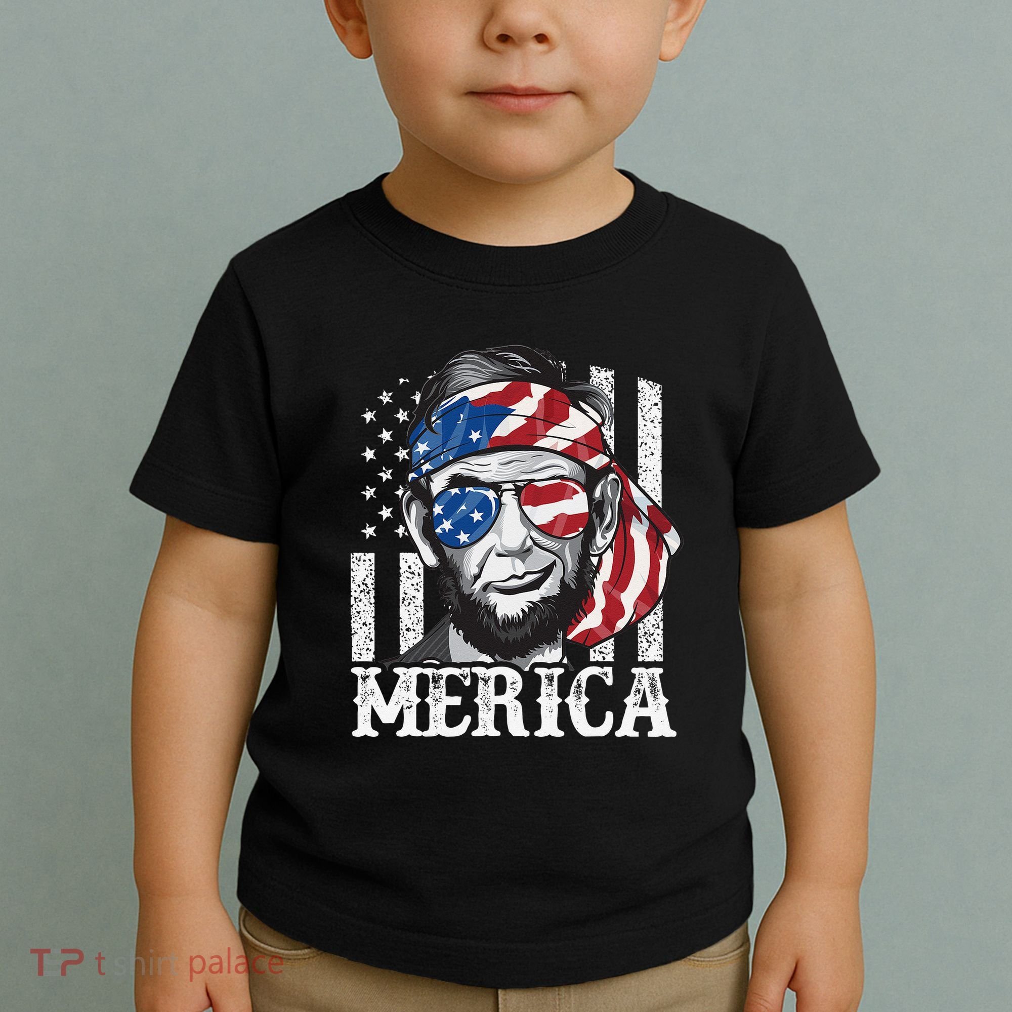 Abraham Lincoln Merica 4th Of July American Flag Toddler T-Shirt