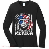 Abraham Lincoln Merica 4th Of July American Flag Women's Long Sleeve Shirt thumb 0