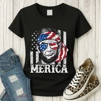 Abraham Lincoln Merica 4th Of July American Flag Women's T-Shirt thumb 3
