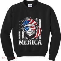 Abraham Lincoln Merica 4th Of July American Flag Kids Sweatshirt thumb 0