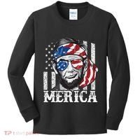 Abraham Lincoln Merica 4th Of July American Flag Kids Long Sleeve Shirt thumb 0