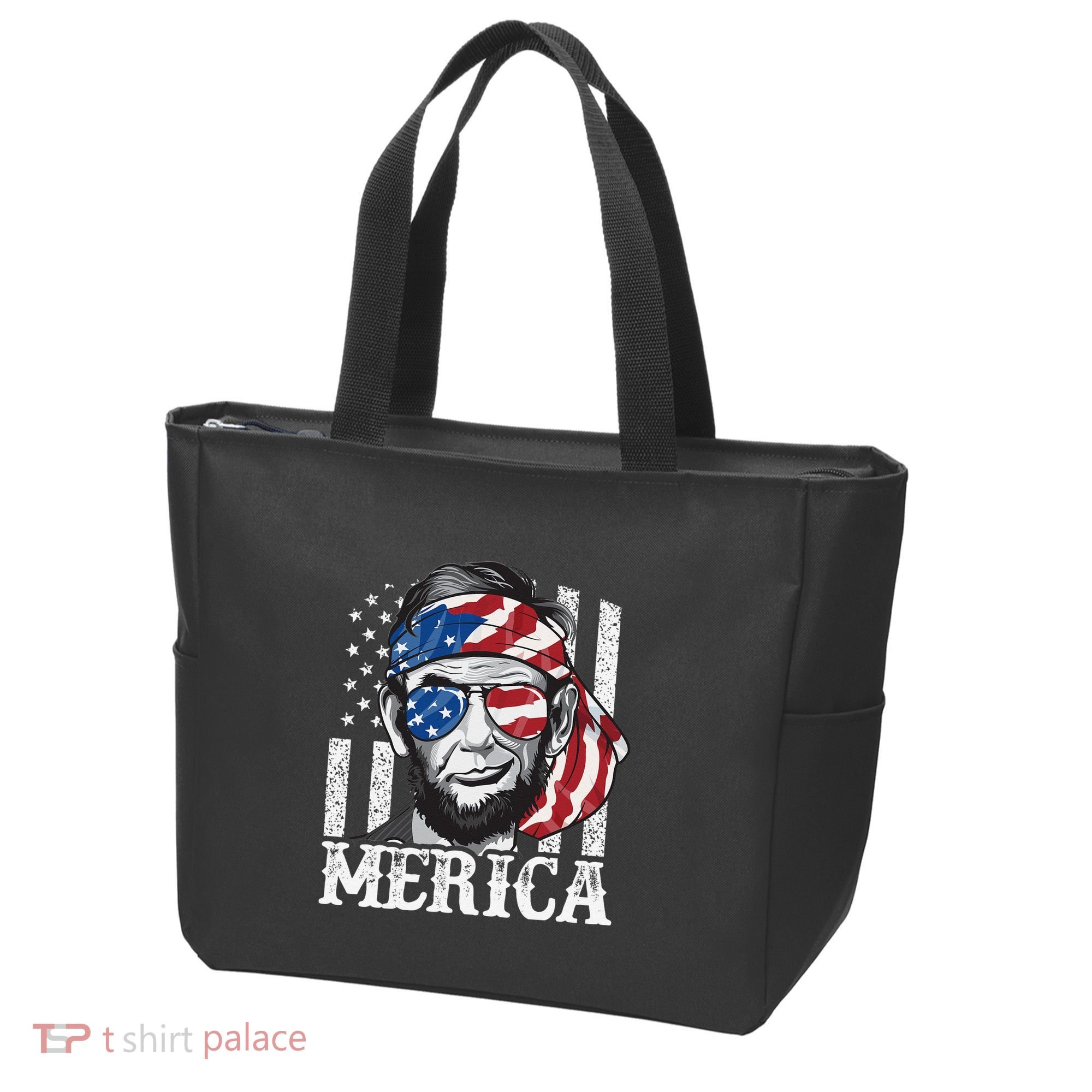 Abraham Lincoln Merica 4th Of July American Flag Tote Bag
