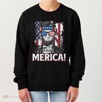 Abraham Lincoln Merica USA American Flag 4th of July Women's Sweatshirt thumb 0