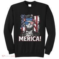Abraham Lincoln Merica USA American Flag 4th of July Sweatshirt thumb 0