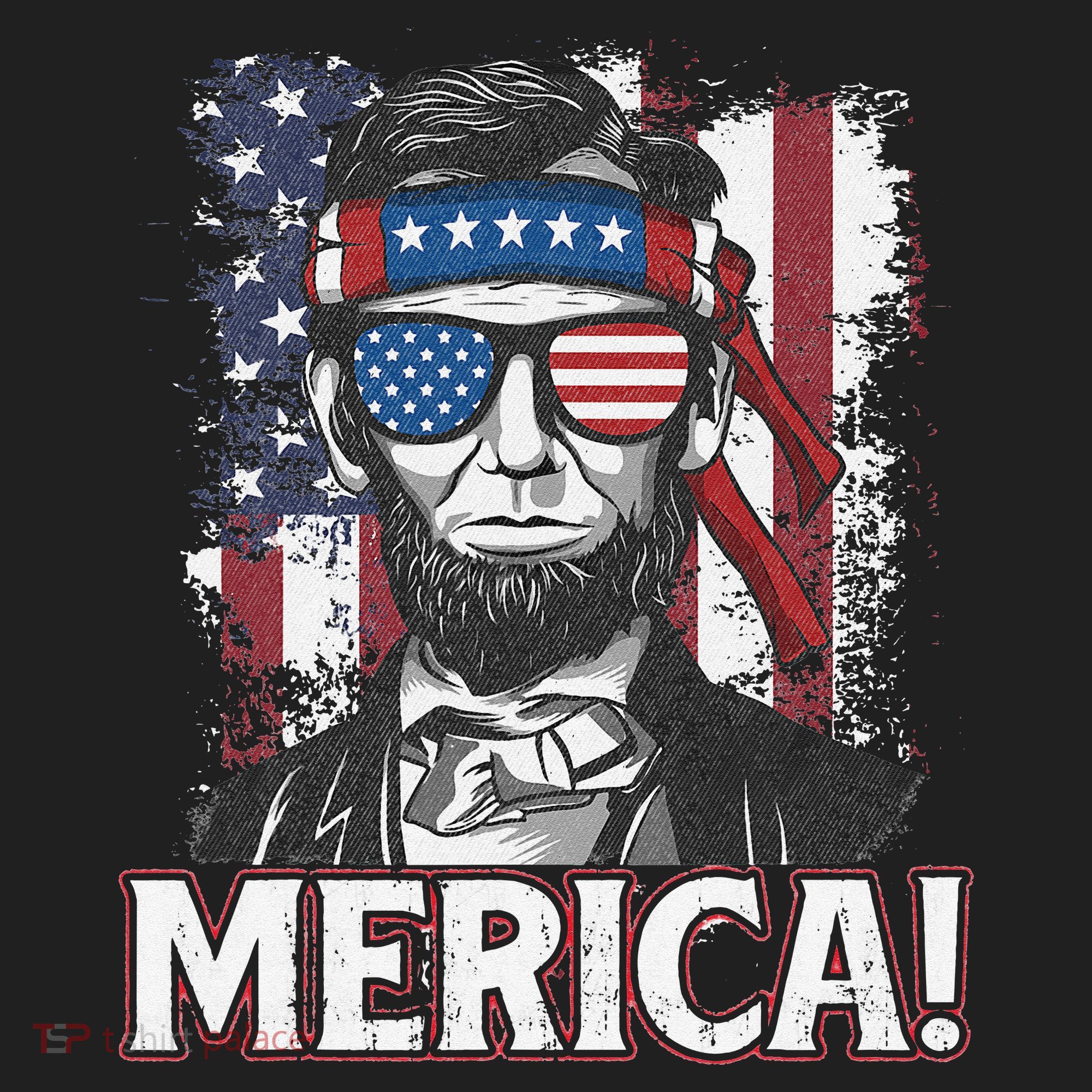 Abraham Lincoln Merica USA American Flag 4th of July Beanie