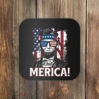 Abraham Lincoln Merica USA American Flag 4th of July Coaster thumb 0