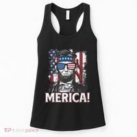 Abraham Lincoln Merica USA American Flag 4th of July Women's Tank Top thumb 0
