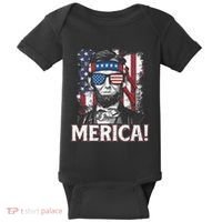 Abraham Lincoln Merica USA American Flag 4th of July Baby Bodysuit thumb 0