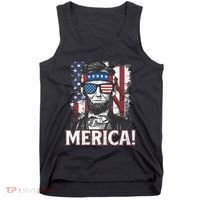 Abraham Lincoln Merica USA American Flag 4th of July Tank Top thumb 0