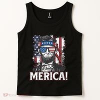 Abraham Lincoln Merica USA American Flag 4th of July Tank Top thumb 2