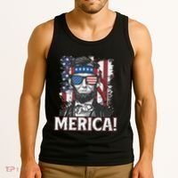 Abraham Lincoln Merica USA American Flag 4th of July Tank Top thumb 3