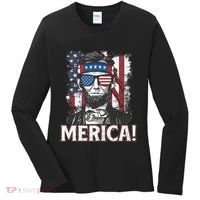 Abraham Lincoln Merica USA American Flag 4th of July Women's Long Sleeve Shirt thumb 0