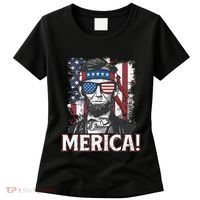 Abraham Lincoln Merica USA American Flag 4th of July Women's T-Shirt thumb 0
