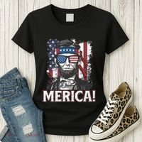 Abraham Lincoln Merica USA American Flag 4th of July Women's T-Shirt thumb 3