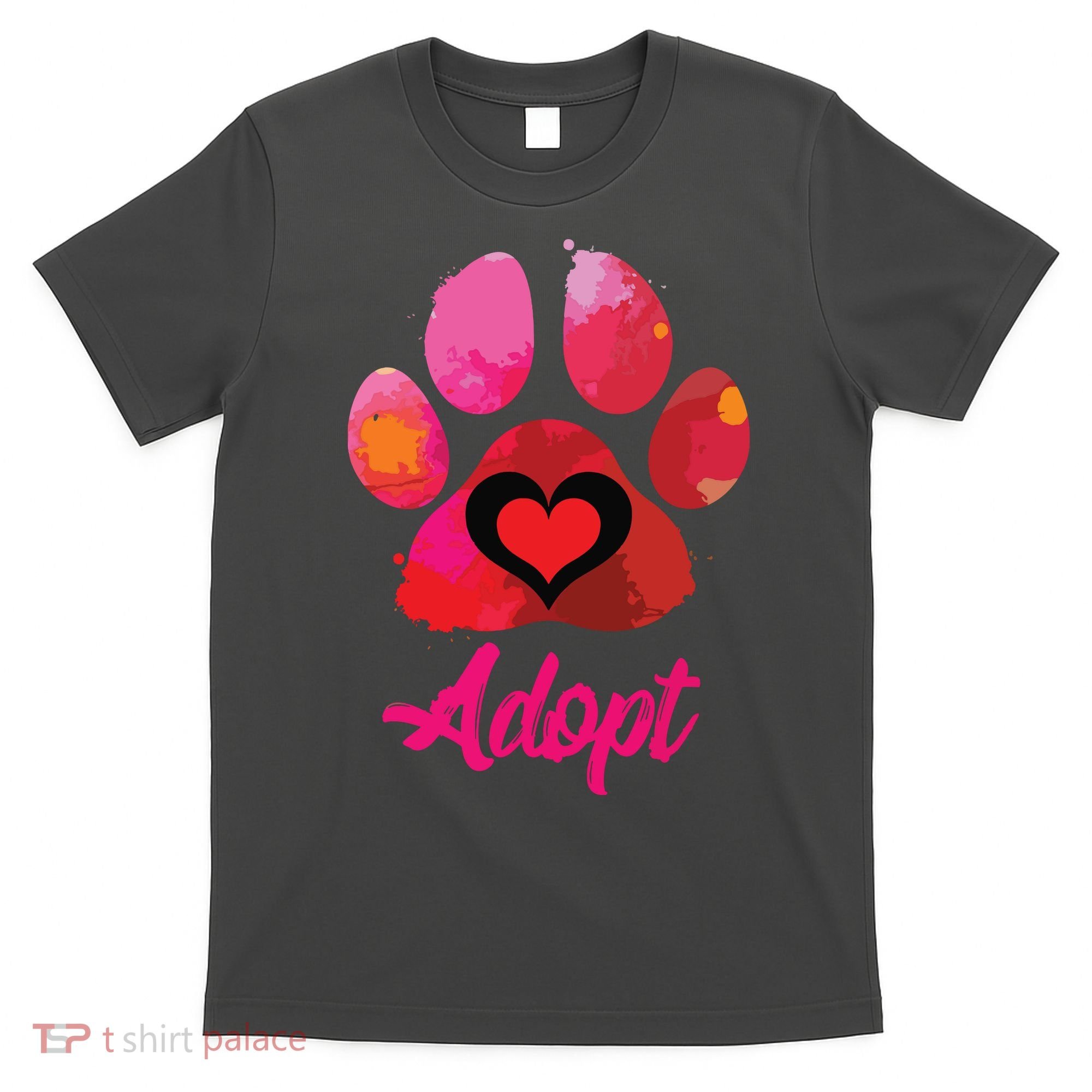 Adopt Love My Rescue Animal Lover Watercolor Art T-Shirt