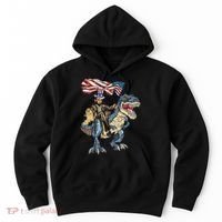 Abe Lincoln Murica T- Rex Funny 4th Of July USA Flag Hoodie thumb 0