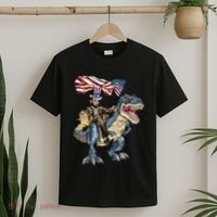 Abe Lincoln Murica T- Rex Funny 4th Of July USA Flag T-Shirt thumb 2