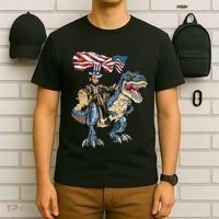 Abe Lincoln Murica T- Rex Funny 4th Of July USA Flag T-Shirt thumb 6