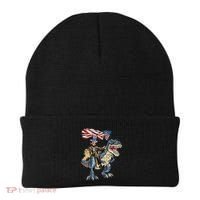 Abe Lincoln Murica T- Rex Funny 4th Of July USA Flag Beanie thumb 0