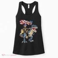 Abe Lincoln Murica T- Rex Funny 4th Of July USA Flag Women's Tank Top thumb 0