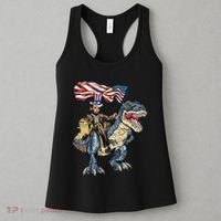 Abe Lincoln Murica T- Rex Funny 4th Of July USA Flag Women's Tank Top thumb 3