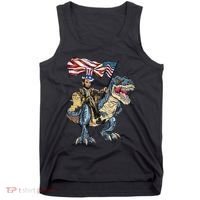 Abe Lincoln Murica T- Rex Funny 4th Of July USA Flag Tank Top thumb 0